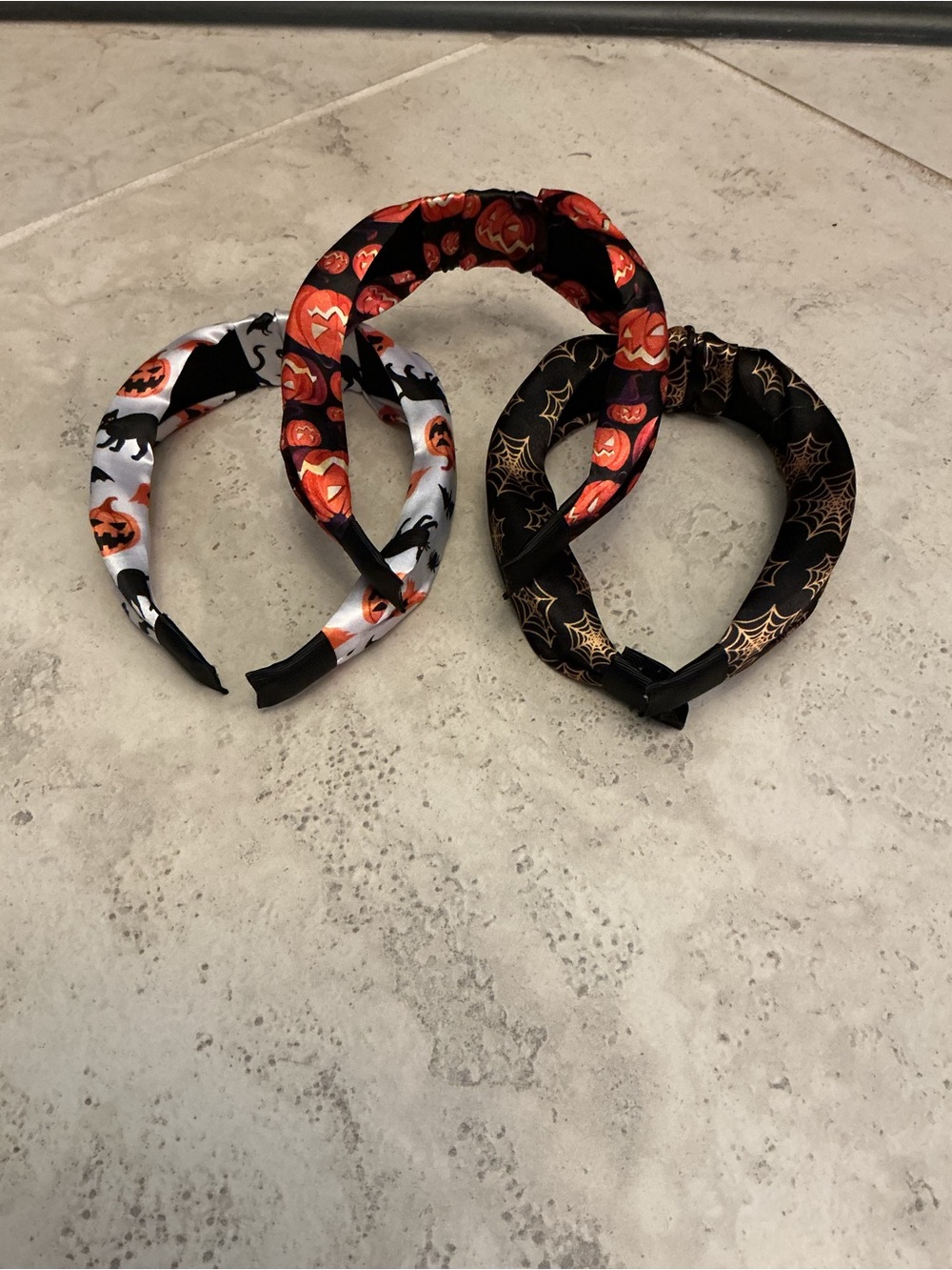 Halloween Print Knotted Headband Trio - Black, White, Orange NWT